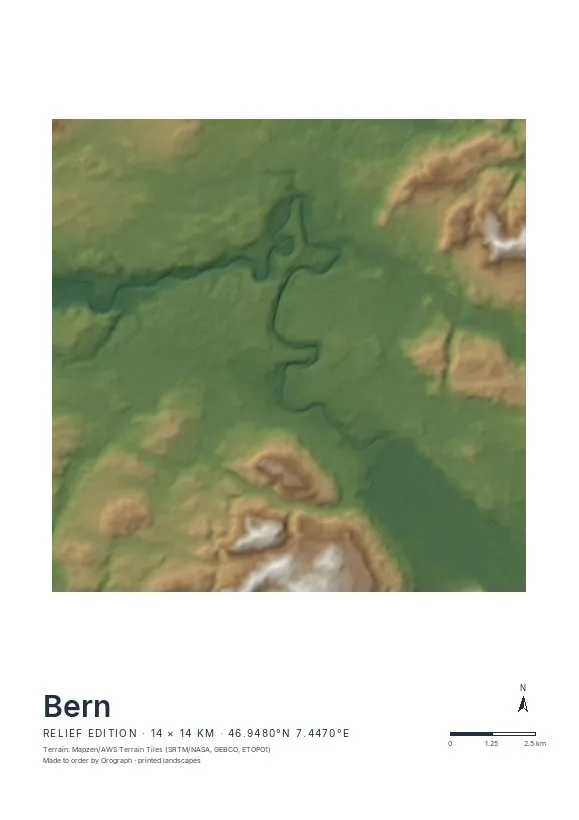 Bern Map Poster — Relief edition