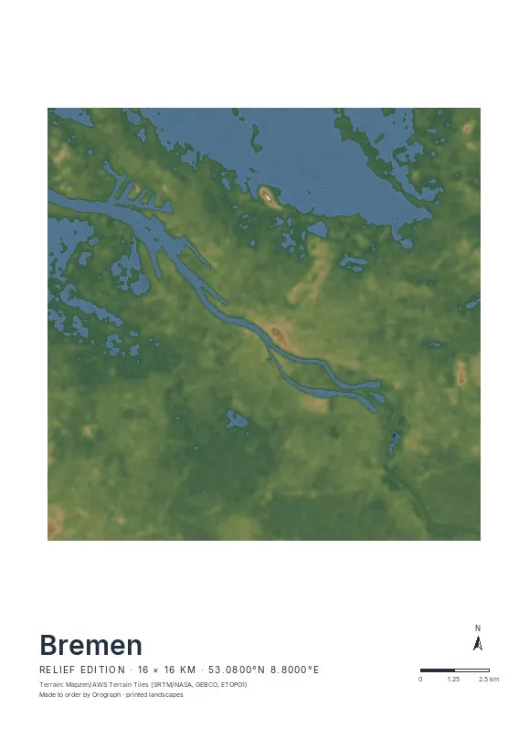 Bremen Map Poster — Relief edition
