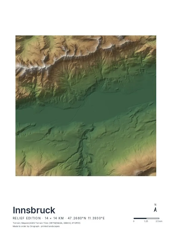 Innsbruck Map Poster — Relief edition